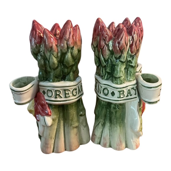 Fitz and Floyd Classics Asparagus Dill Sage SALT PEPPER SHAKERS - Picture 2 of 7